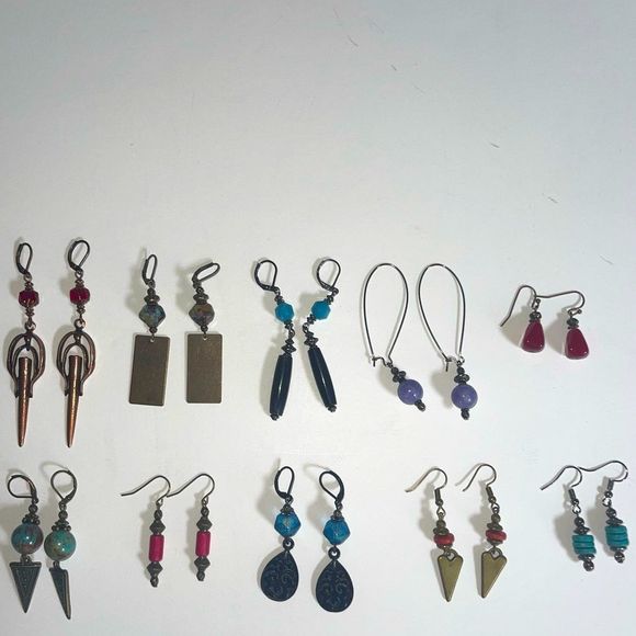 Earring Lot 10 Pair Hand Crafted Artisan Earrings Bohemian Earrings NEW # 189 - Picture 2 of 6